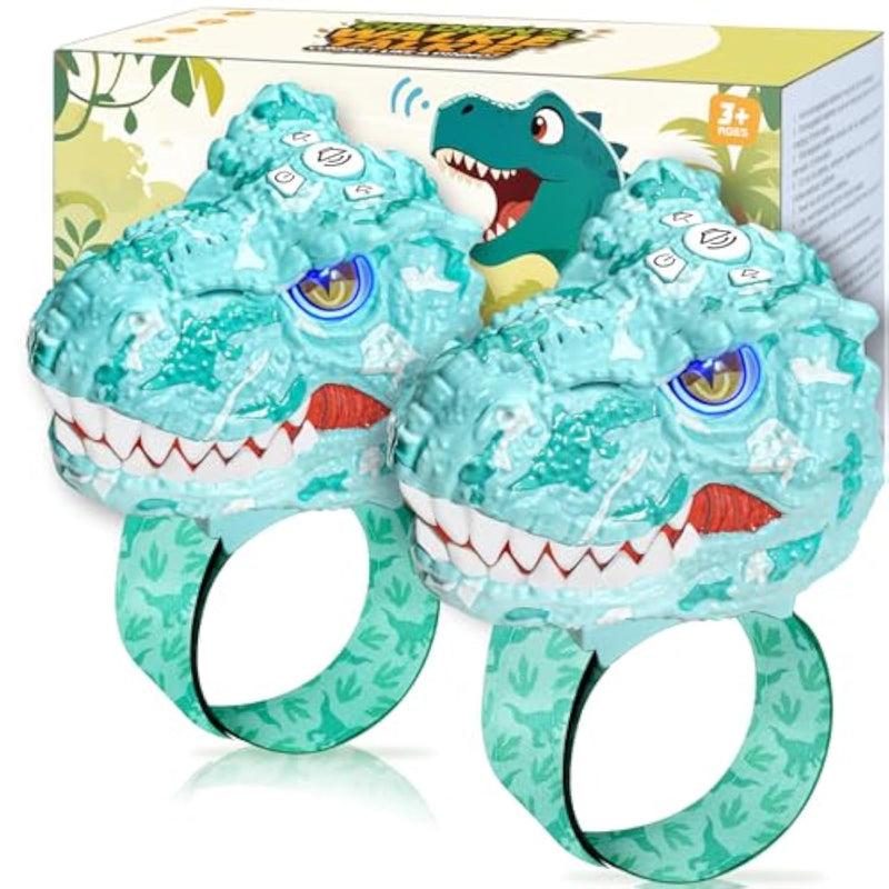 Walkie Talkies For Kids 2 Pack - Dinosaur Toys For Boys Age 3-12 T-Rex Adjustable Wrist Strap Long Range Clear Sound Outdoor Camping Gears Christmas Stocking Stuffers Birthday Gifts, Blue