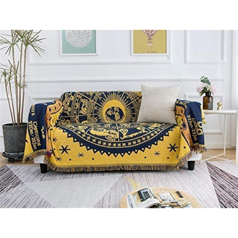 Boho Woven Throw Blanket Reversible Cotton Bohemian Tapestry Hippie Room Decor