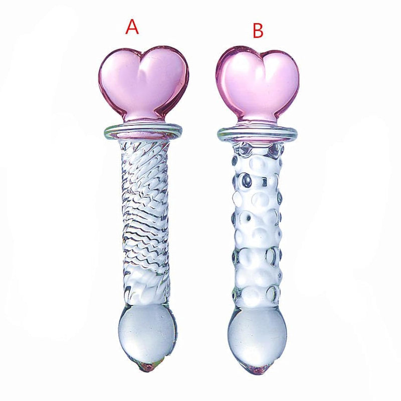 Crystal Glass Wand Dildo, Glass Wand, Heart Of Glass Pink Glass Dildo Wand, Luxury Adult Toy For Women And Couples (Style B)