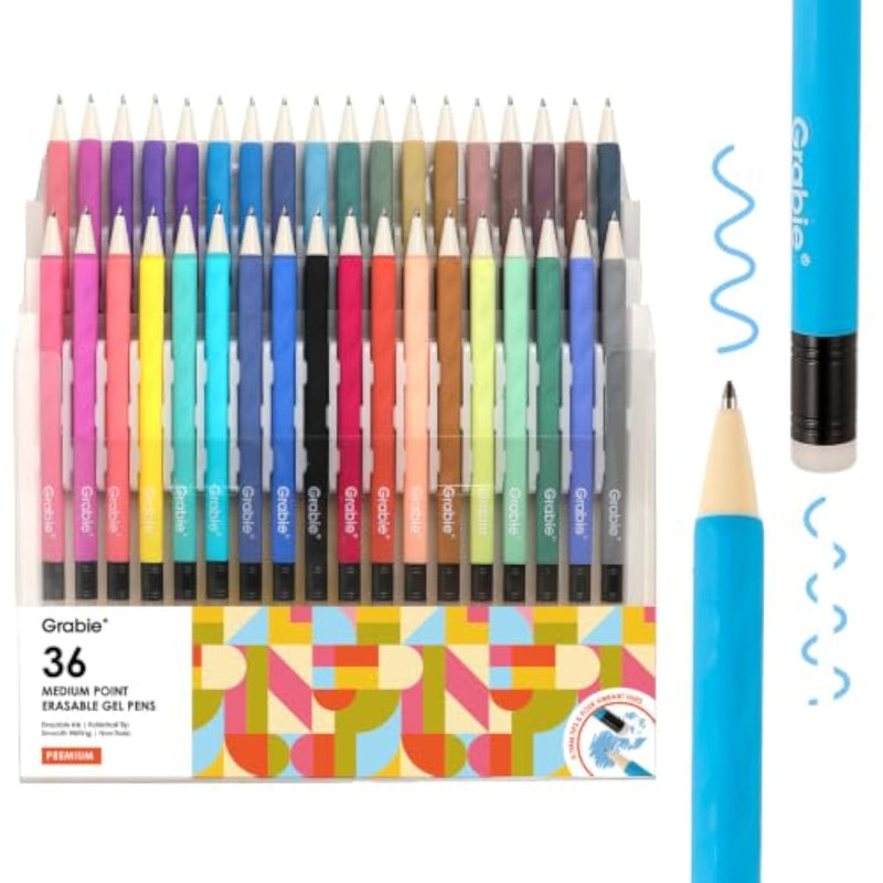 36 Color Erasable Gel Pens Set with 0.7 mm Medium Point Tips