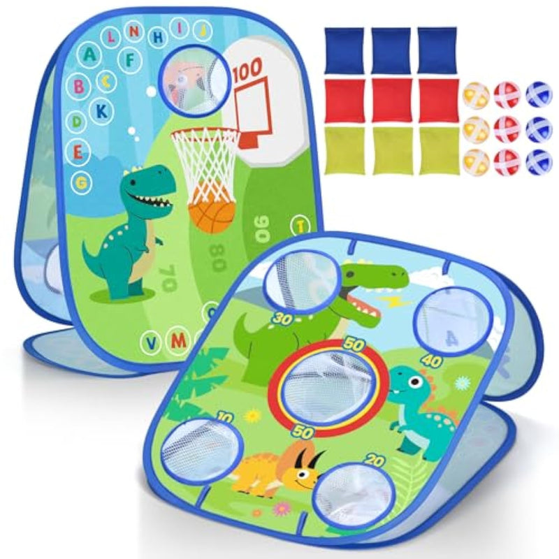 Dinosaur Bean Bag Toss Game, Multi-Skill Development Sports Toys For Toddlers, 6-1 Stem Dart Board Games Toy Gifts For Kids Age 3 4 5 6 7 8 Year Old