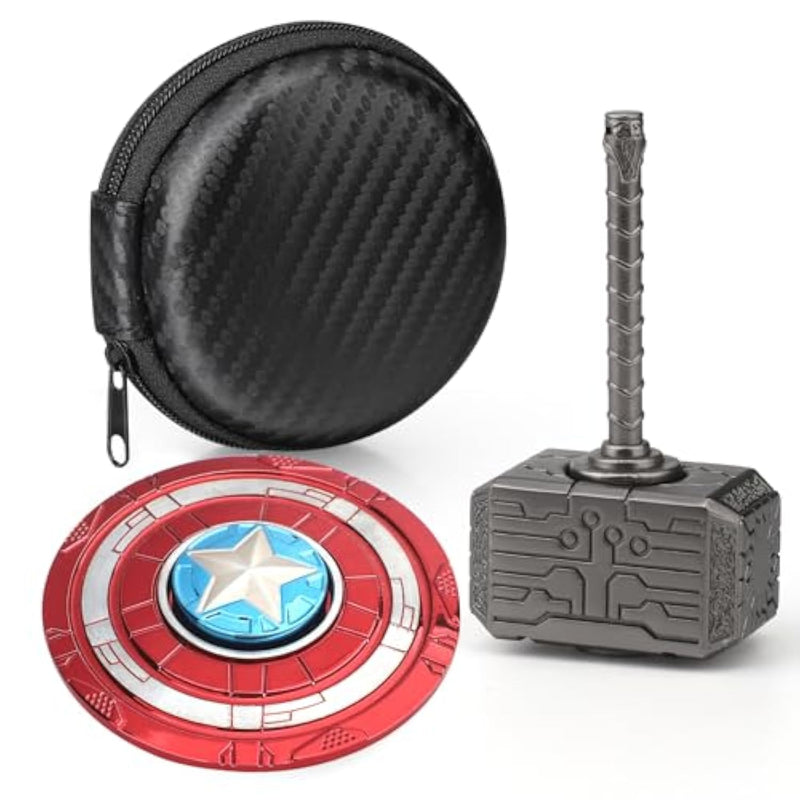 Transformable Fidget Spinner, Metal Hand Hammer Fidgit Toy For Kids Adults, Cool Shield Chain Fingertip Gyro Stress Relief Cube For Office, Stocking Stuffer Gifts For Christmas 2 Pack
