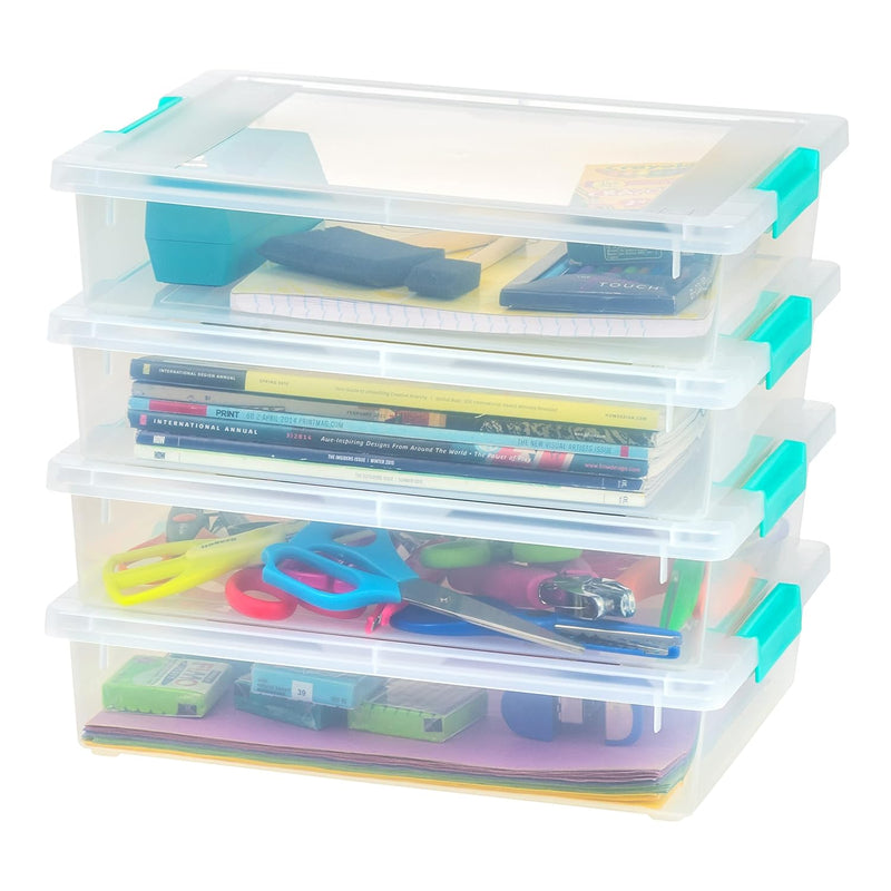 Iris Usa 4Pack 5.5Qt Large Clear Plastic Storage Container Clip Box With Latchin