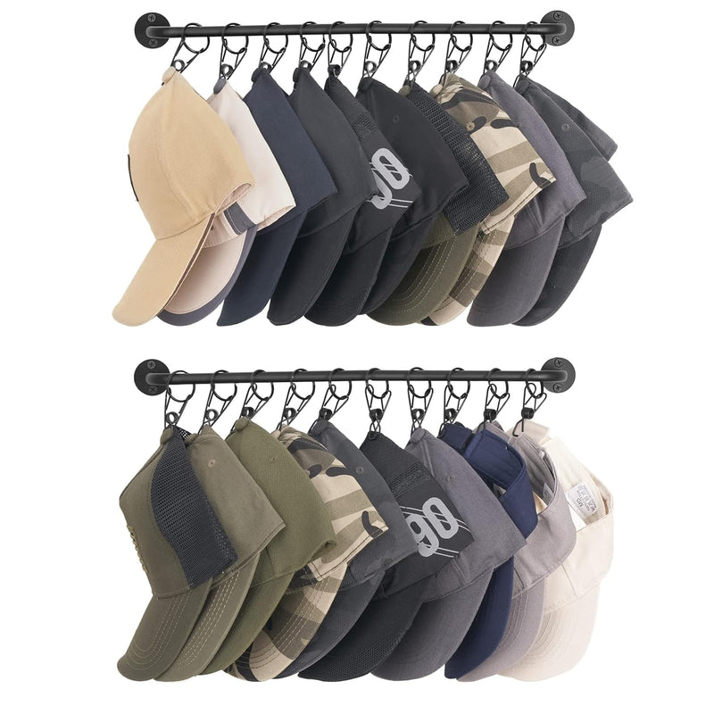 Hat Rack For Wall Baseball Cap Organizer Holder With 20 Clips Modern Metal Hat S