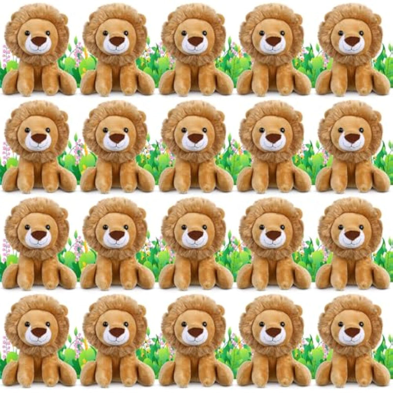 20 Pieces Lion Plush Set 6 Inches Cuddly Lion Stuffed Animal Small Stuffed Animals Bulk For Boys Girls Birthday Favors Gifts Forest Decor Birthday Classroom Prizes