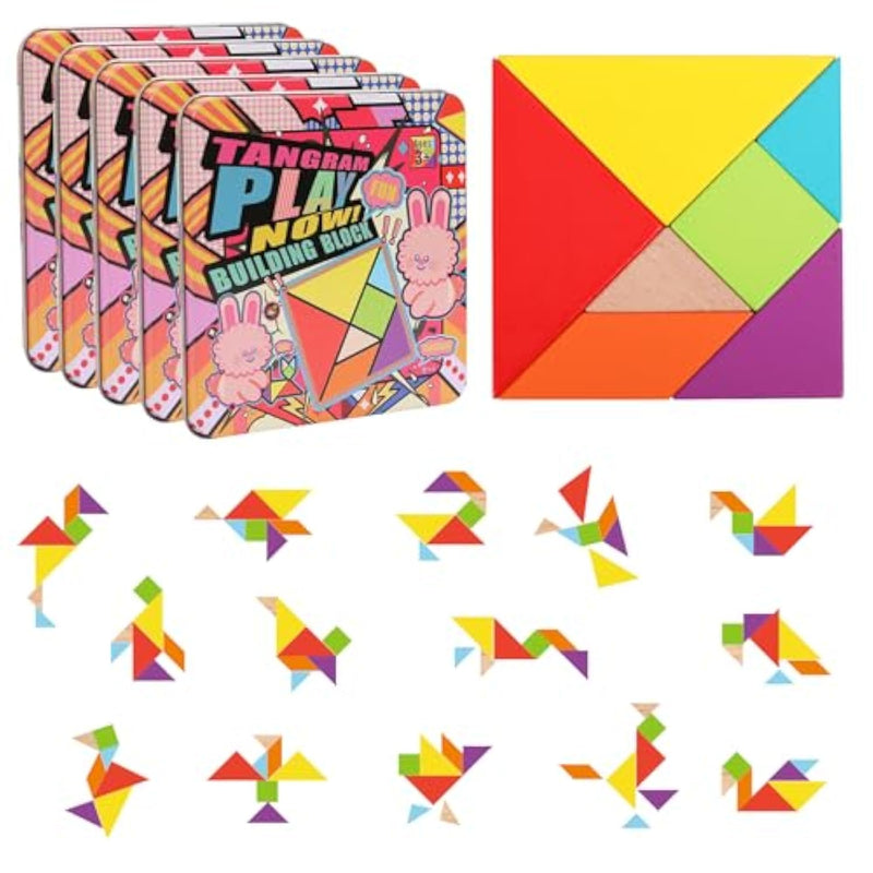 5 Pack Wooden Blocks Puzzle Brain Teasers Toy Stem Montessori Educational Gift For Kids Ages 3-6 Stocking Stuffers