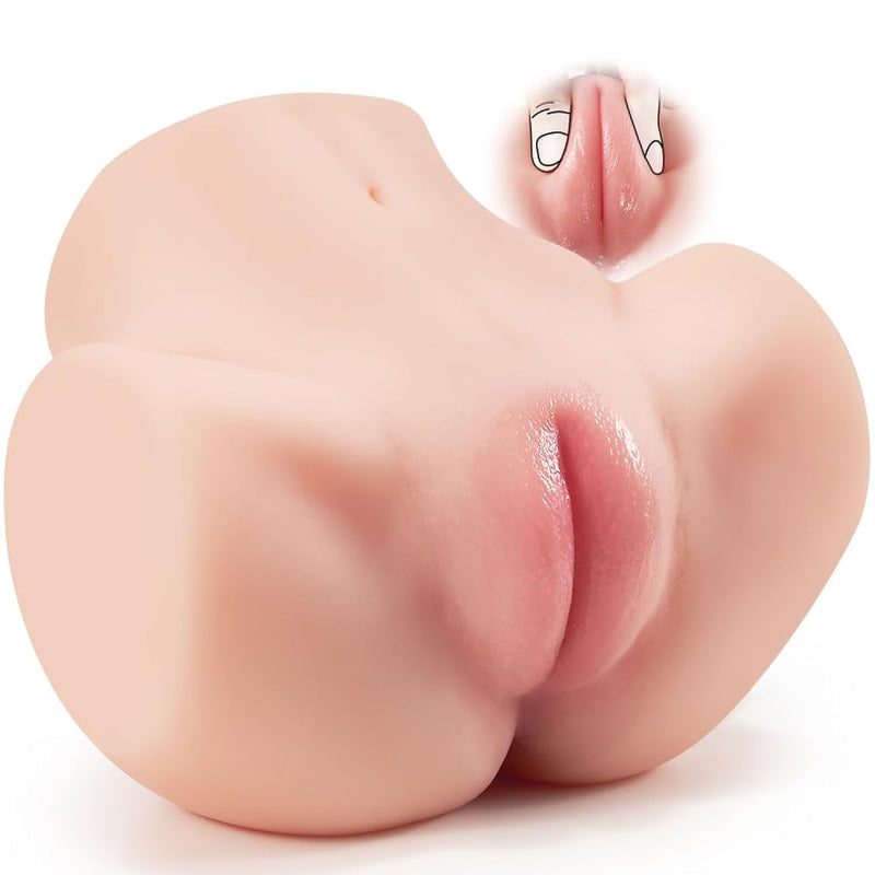4.1 Lb Brown Male Masturbator Sex Doll With Virgin Tight Labia, 2 Hole Realistic Male Sex Toy With Strong Suction Channel, Pocket Pussy Sex Toy For Men Masturbation