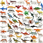 60 Pcs Assorted Dinosaur, Ocean, Sea, Farm, Jungle, Wild Animals & Dinosaurs Figure Realistic Plastic Zoo Play Set - Small Toys For Kids, Cupcake Topper, Party Favors