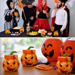 12 Pcs Halloween Pumpkin Craft Kit with LED Candle Light and Tissue Paper Decoration