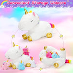 Toys For Girls Ages 0 1 2 3 4 5 6 7 8+ Years - Unicorn Mommy Stuffed Animal With 4 Baby Unicorns In Her Tummy, Soft Unicorn Plush Toys Set, Christmas Birthday Gifts For Baby, Toddler, Kids