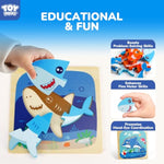 Wooden Puzzles For Toddlers 2-4, Sea Animals Puzzles For Toddlers 1-3, Wood Puzzles Educational Montessori Toys Gifts For 1 2 3 Year Old, Baby Kids Learning Toy