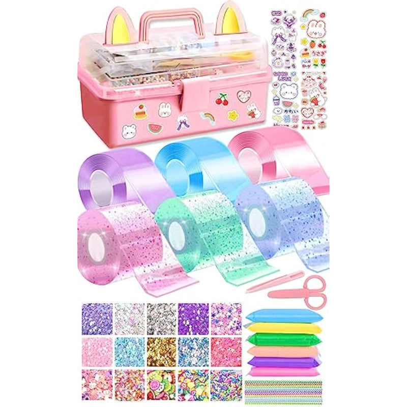 6 PCS Nano Tape Bubble Bubbles Kit for Kids with Box, Squishy Maker Making Kit, Birthday Christmas Gifts for 4 5 6 7 8 9 10 Year Old Girls Girl Grandkids, Kids Toys for Girls 4-6 6-8 8-10 10-12