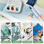 8 Pcs Round Watercolor Brush Set with Goat Hair for Acrylic, Gouache & Painting