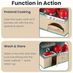 Family Dollhouse Kitchen Set — Miniature Stove, Sink & Oven With Frying Pan, Saucepan, Kettle, Utensils & Cutting Board — Dollhouse Furniture & Accessories For Ages 3+