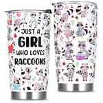 Raccoon Gifts, Racoon Gifts For Women, Just A Girl Who Loves Raccoons 20 Oz Insulated Tumbler, Christmas Birthday Gift For Raccoons Lovers Girl Women, White