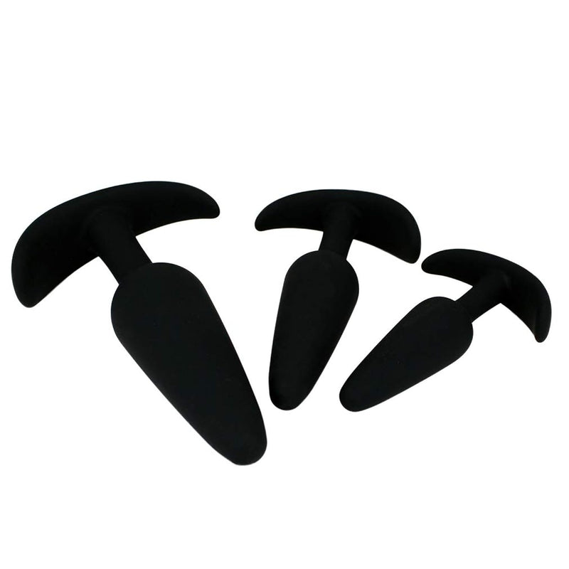 Anal Trainer Anal Plug 3Pcs Silicone Adult Sex Toys, Anal Sex Toys Kit For Beginner Couples, Black