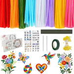 800 Pcs Pipe Cleaner Flower Kit, 8 Colors Chenille Stems with Floral Craft Accessories