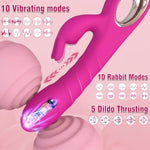 Thrusting Vibrator Dildo Women Sex Toys - 3 In 1 Rabbit Vibrators With 5 Thrusting, 10 Dildo & Rabbit Vibrations, Female Sex Toys G Spot Vibrator Adult Toys For Women Or Couples Pleasure