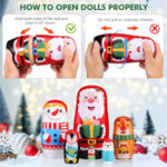 6Pcs Christmas Nesting Dolls Wooden Handmade Matryoshka Dolls For Children Cute Cartoon Russian Nesting For Snowman Santa Claus Theme Christmas