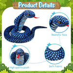 2 Pcs Green Blue Snake Stuffed Animal, 43 Inch Long Lifelike Cobra Stuffed Plush Toy Snake Plushie Gifts For Kids Children Birthday Home Prank Prop Party Decor