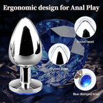 Deluxe Metal Anal Plug Set, Sex Toy,Graceful Waterdrop Contour With Lustrous Blue Gemstone Accent - Durable, Body-Safe & Aesthetically Pleasing For Elevated Intimate Experience