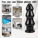 Anal Plug for Comfortable Long Term Wear Butt Plug with Safe Curved Base & Slender Stem Black Silicone Prostate Massager Sex Toy for Women Men