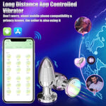 Adult Anal Plug Sex Toy, Vibrating Anal Butt Plug, Light Up But Plug With App And Remote Controlled Vibrator, Stainless Steel Anal Toys Jewel Glow In The Dark For Men And Women