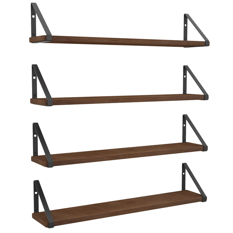 Ponza Floating Shelves For Wall, 24" Rustic Wood Wall Shelves For Bedroom Deco