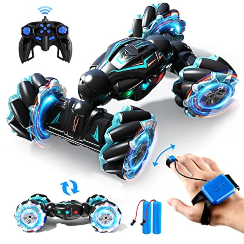 1:12 Rc Stunt Car, 2.4Ghz 4Wd Remote Control Gesture Sensor Toy Cars, Double Sided Rotating Off Road Vehicle 360° Flips With Lights Music, Toy Cars For Boys & Girls Birthday