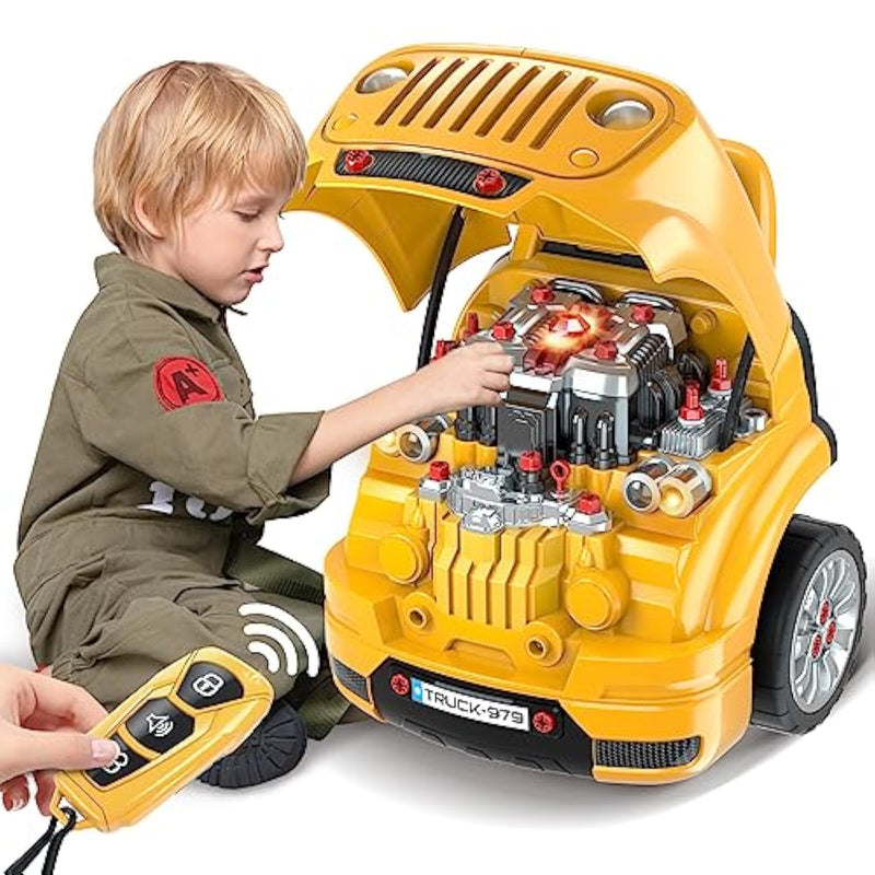 Toys Gifts For 3 4 5 6 7 8 Years Old Boys, Large Truck Engine, Mechanic Repair Set For Kids, Big Truck Builder Kit, Take Apart Motor Vehicle Play Car Service Station, For Kids