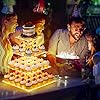 4 Tier Cupcake Stand Acrylic Tower Display with LED Light Premium Holder Dessert Tree Tower for Birthday Cady Bar Décor Weddings, Parties Events (Yellow Light)