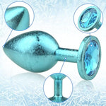 Metal Butt Plug Anal Plug With Ice Pattern And Jewel Base For Prostate Massage G-Spot Stimulation Adult Sex Toys For Men Women Couples Anal Training (1.3'')