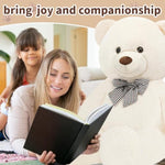 Giant Teddy Bear Stuffed Animals Plush Toy Life Size Big White Teddy Bear For Kids Girlfriend, Soft Stuffed Bear Animals For Birthday Valentine'S Day Anniversary Christmas(120Cm/47.2Inch, White)