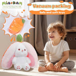 Cuddly Bunny Stuffed Animal, Kawaii Squishy Cute Easter Bunny Plush Turn Into Rabbit Fruit Doll Carrot Strawberry Pillow, Plushies Funny Bunny Toy For Baby (Carrot Rabbit, 10Inch)