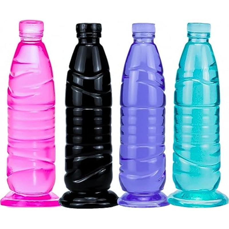 Silicone Sex Toy Anal Plug Realistic Dildo, 9.65 Inch Imitation Mineral Water Bottle Silicone Dildo, Striped Layered Design Experience Double Pleasure (Green)