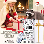Raccoon Gifts, Racoon Gifts For Women, Just A Girl Who Loves Raccoons 20 Oz Insulated Tumbler, Christmas Birthday Gift For Raccoons Lovers Girl Women, White
