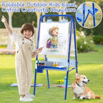 2-in-1 Outdoor Kids Easel, Double-Sided Foldable Acrylic Boards with 20+ Accessories