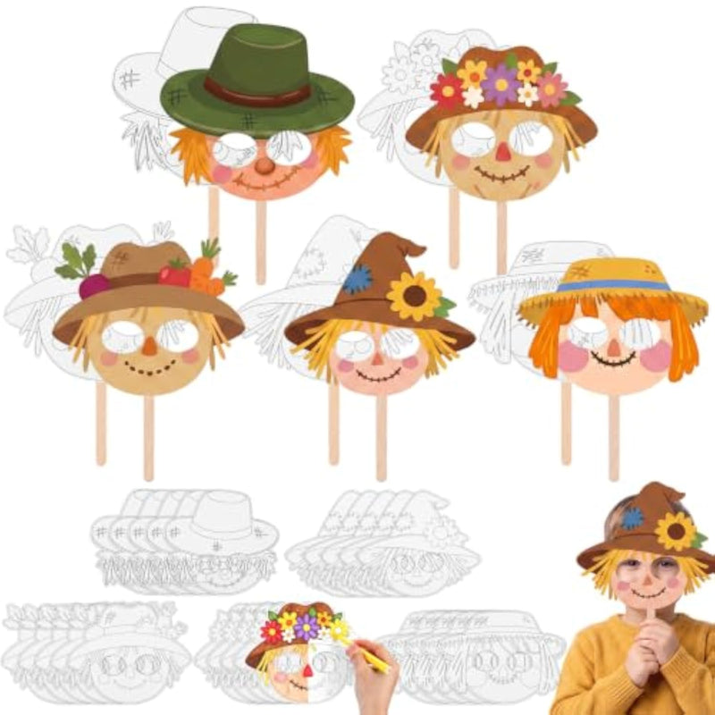 30 Sets Fall Mask Craft Kit DIY Color Your Own