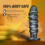 Jet Annihilator Huge Butt Plug Adult Sex Toy - 11 Inch Advanced Extreme Large, 3Inch Thick Anal Probe Dildo, Flared Suction Cup, Women Men Couples - Carbon Metallic Black