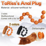 Silicone Anal Beads With Removable Fox Tail Anal Butt Plug For G-Spot Prostate Stimulation Adult Sex Toy With 9 Anal Balls For Cosplay Anal Training For Intermediates Advanced Players Black M