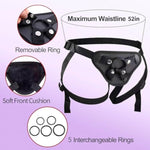 Adjustable Strap On Harness, Wearable Strapon Pegging Dildo Harness For Couples, Adult Sex Toy With 5 Different Sized O-Rings, Suitable For Almost Any Dildo, Fits Waist Up To 52 Inches