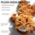 Dog Toys | Plush Toy Highland Cow Stuffed Animal For Dogs | Jumbo Beef Scented Toy - Easy To Clean And Made From Non Toxic Materials
