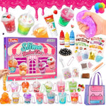 46Pcs Slime Boba Tea Making Kit For Girls Ages 8-12, Diy Pretend Play Food Toys, Bubble Tea Cups/Bag/Clear Slime/Add-Ins, Making Miniature Food, Christmas Party Favors Gift For Kids 6 7 9 10 11