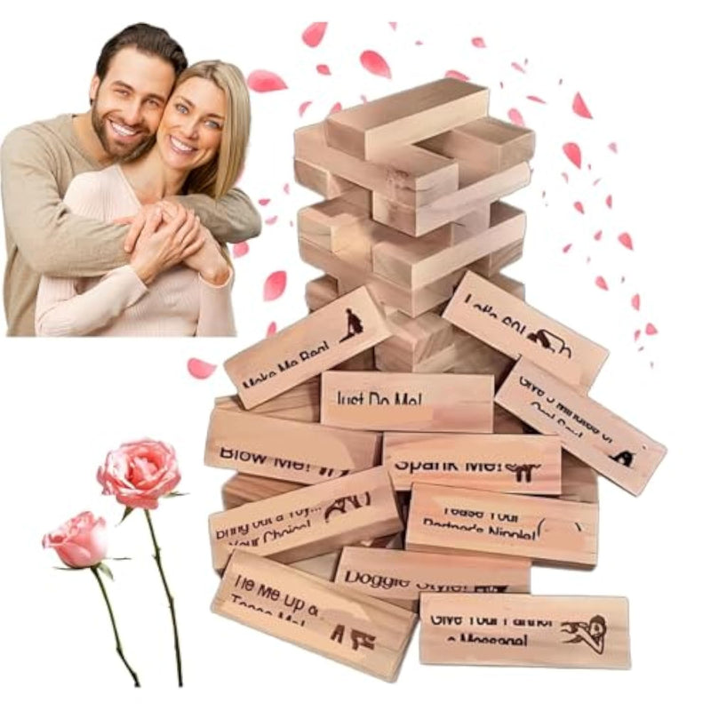 Lust Tower, 48Pcs Super Naughty Block Tower Game, Valentine Tumbling Tower Stacking Blocks, Fun Date Night Activities, Date Night Party Game 1 Set