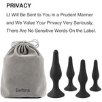 Butt Plugs Trainer Silicone Anal Plugs Beginners Starter Set For Women And Men Soft Silicone Plugs Toys Trainer 4 Piece Set (Black)