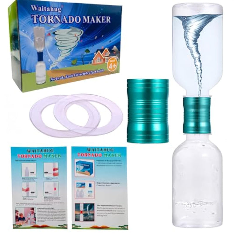 Tornado Maker, Weather Toys, Ultra-Light Aluminum Connecting Tube, Including 2 Empty Bottles, Watertight Tornado Toy, Suitable For Kids' Science Experiments (Green)