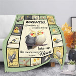 Parrot Bird Throw Blanket Cute Cockatiel Stuff Gifts For Kids Girls Boys Adults Women Men Soft Cozy Warm Plush Fluffy Fuzzy Fleece Blanket Decor 40''X50''