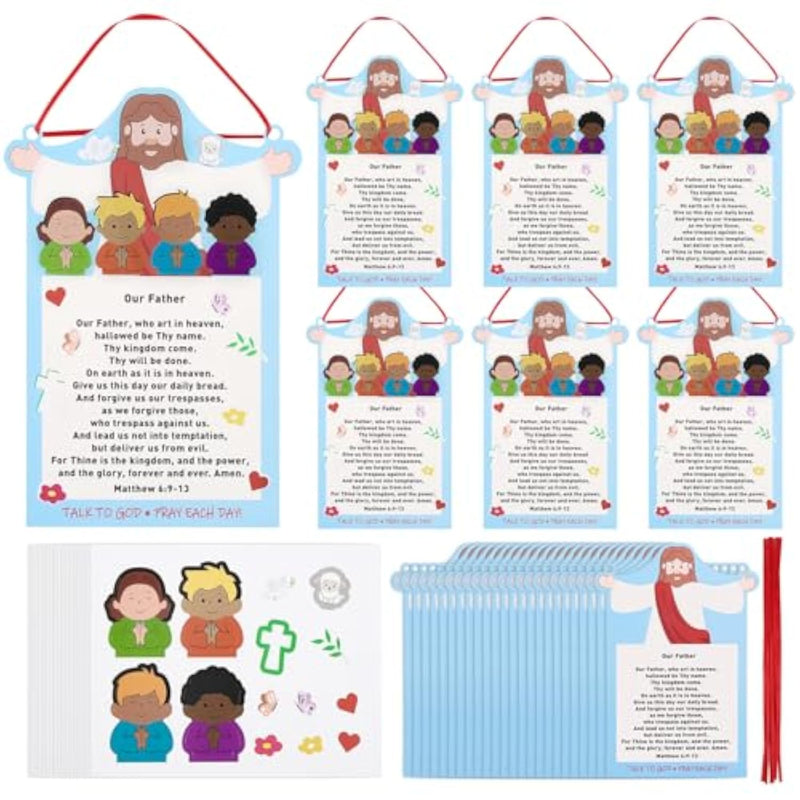 24 Sets The Lord's Prayer Craft Kit with Stickers for Christian Wall Hanging Decor