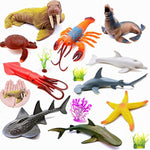 Ocean Sea Marine Animal Figures Model Figurine Shark Turtle Walrus Dolphin Octopus Decoration Playset 10Pcs Gifts Collection Cognitive Toys