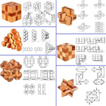 18 Pack Wooden Brain Teaser Puzzles Stress Relief Toys Wooden Burr Puzzles Brain Teaser Puzzle With Gift Packing Box Magic Puzzle Games Toy For Kids And Adults By (Bamboo)